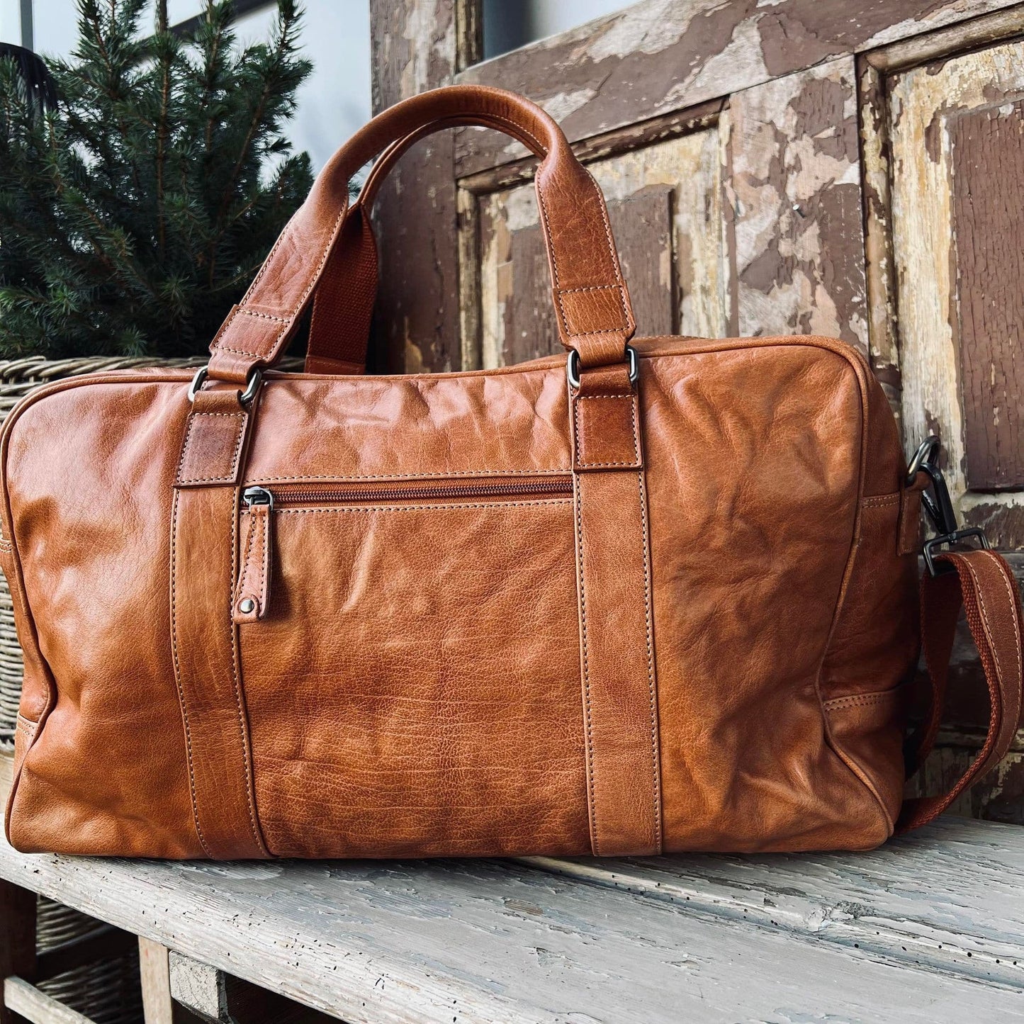 Weekendtaske Holdall Cognac skind - VIAMAJA.DK