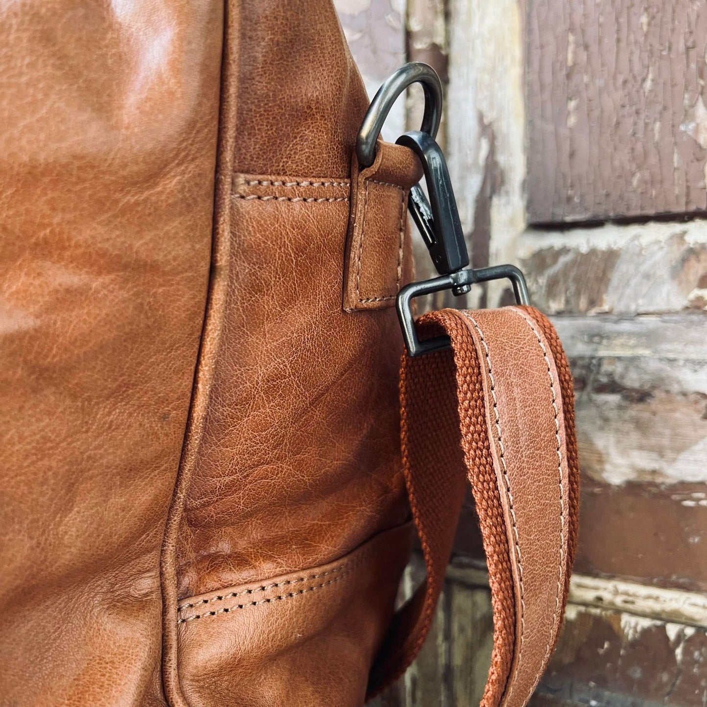 Weekendtaske Holdall Cognac skind - VIAMAJA.DK