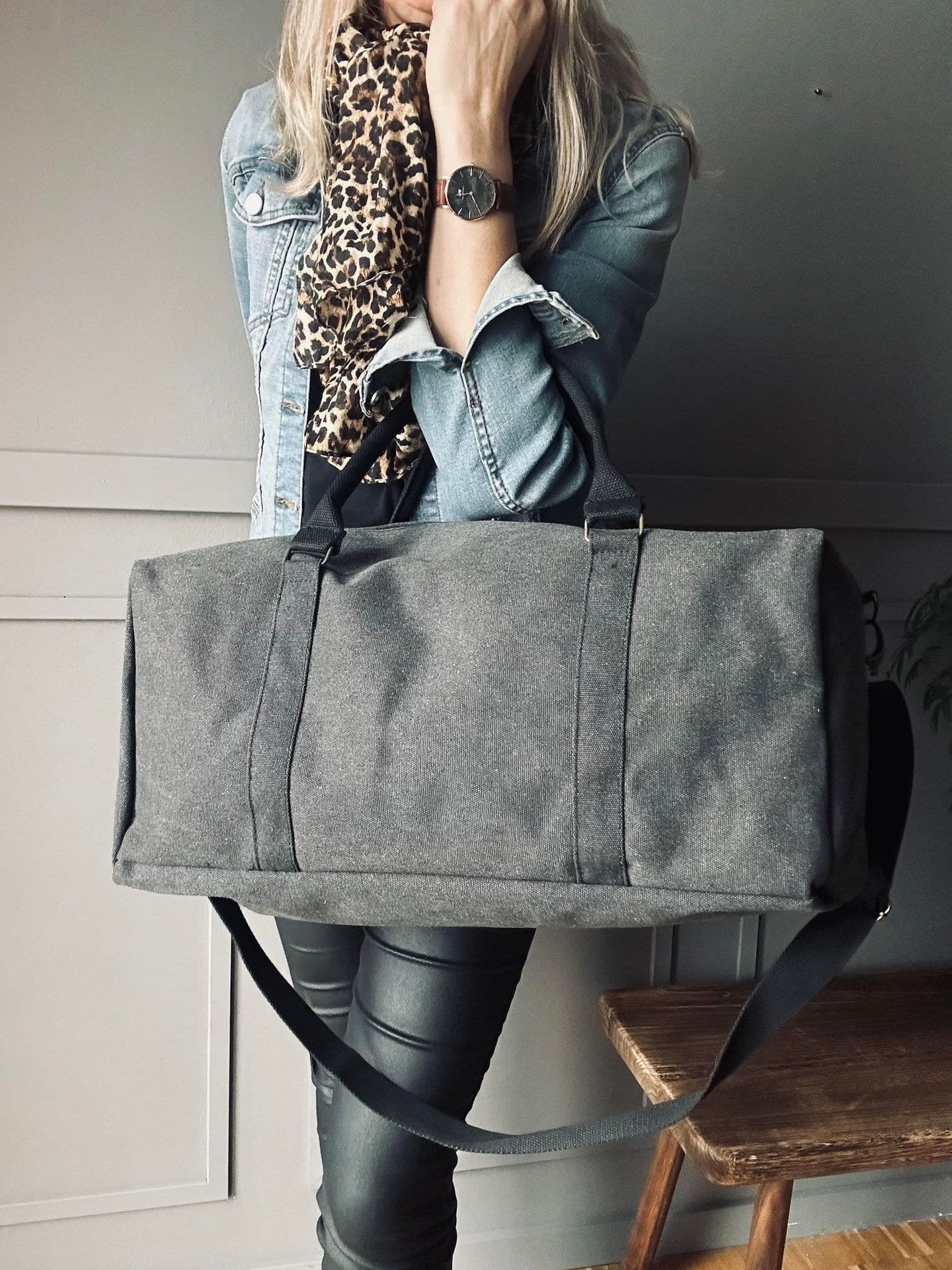 Weekendtaske Nature Kanvas - Black stone - VIAMAJA.DK