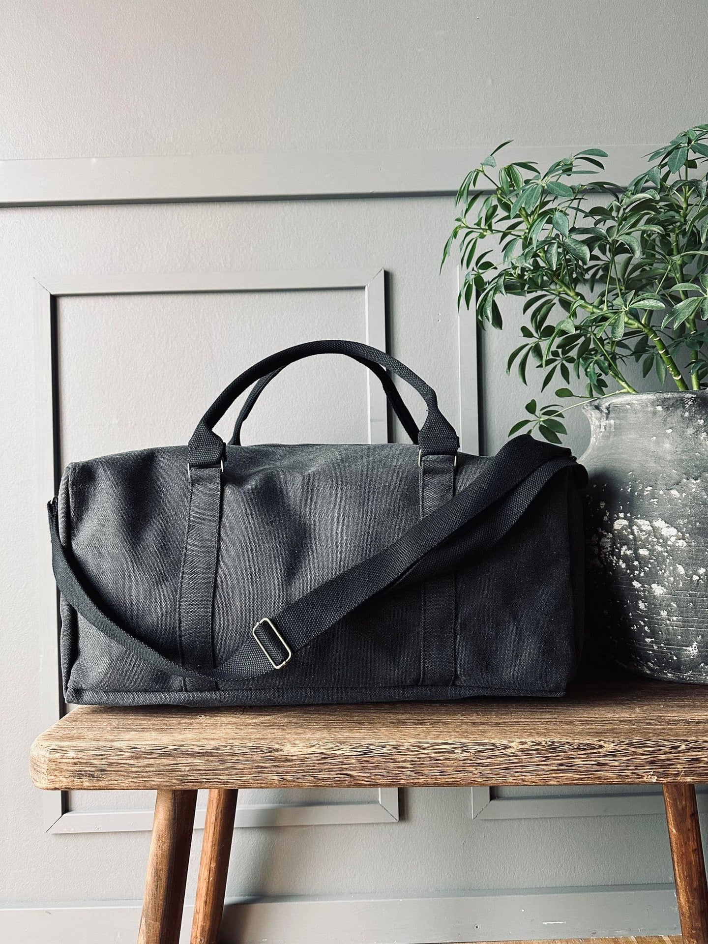 Weekendtaske Nature Kanvas - Black stone - VIAMAJA.DK